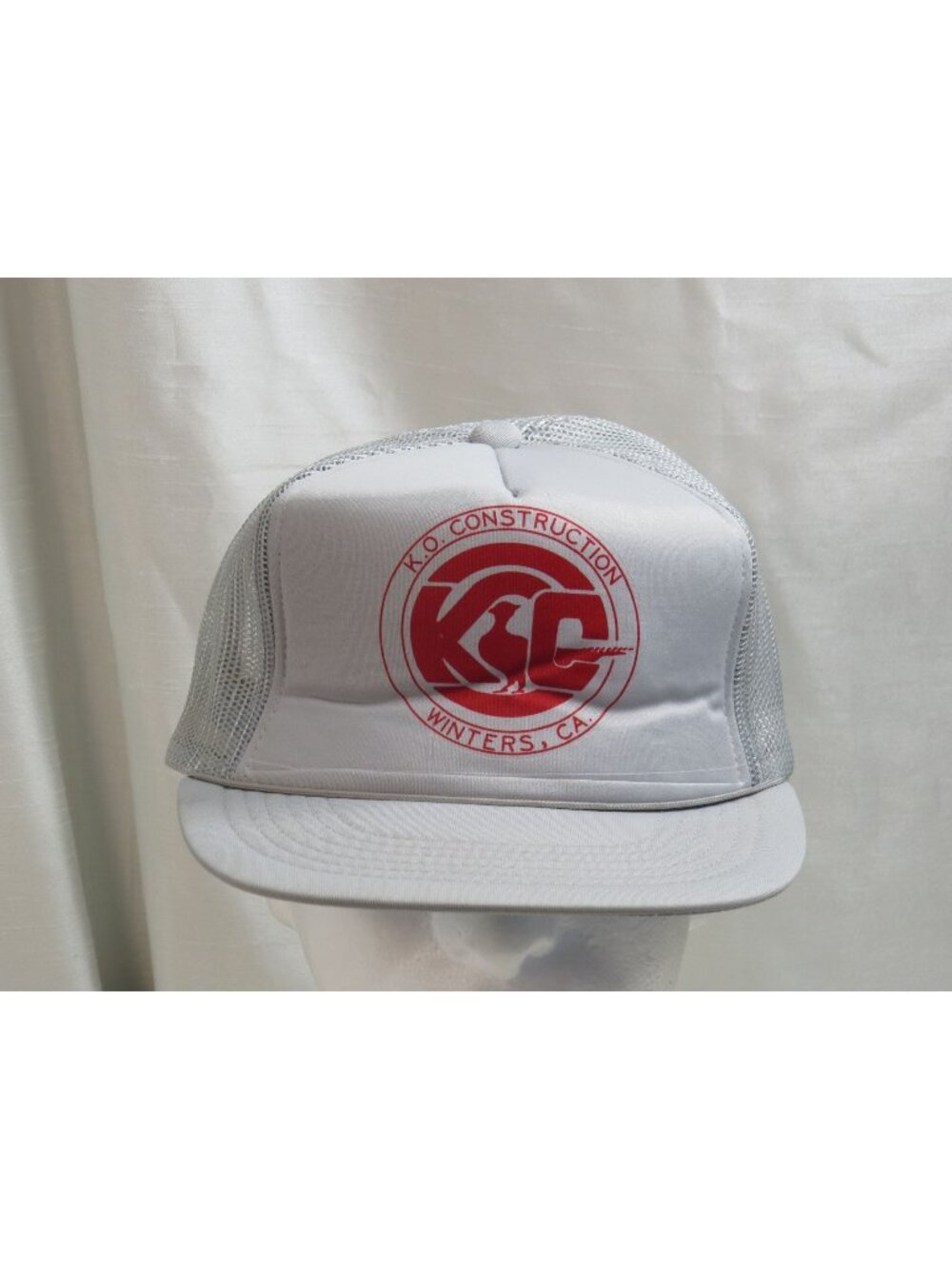 KO Construction Winters CA Trucker Hat Yupoong Snapback Gray Cap NorCal VTG 80s